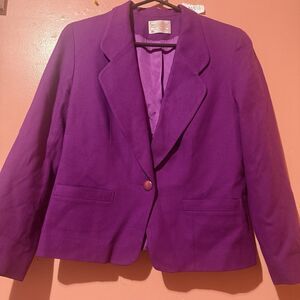 Vintage Pendleton Womens Blazer Petite Purple Jacket Pure Virgin Wool Pockets